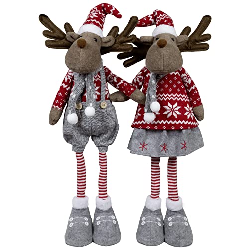 Christmas Paradise XL Deko Weihnachts-Elch 60cm(72cm) im 2er Set Rentier rot-grau von Christmas Paradise