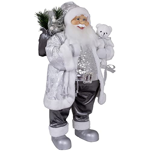 Christmas Paradise stehender Weihnachtsmann Olaf Silber Dekofigur XL (80cm) von Christmas Paradise