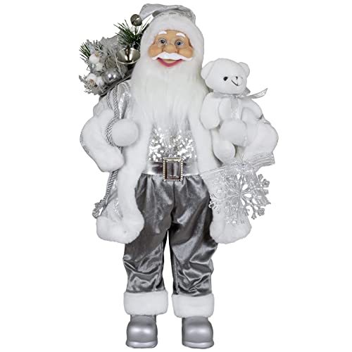 Christmas Paradise stehender Weihnachtsmann Olaf Silber Dekofigur groß (60cm) von Christmas Paradise