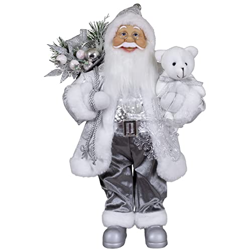 Christmas Paradise stehender Weihnachtsmann Olaf Silber Dekofigur mittel (45cm) von Christmas Paradise