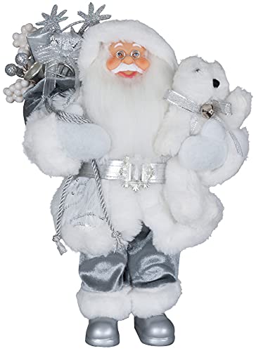 Christmas Paradise stehender Weihnachtsmann Ragnar Silber 30cm Deko-Figur Santa Nikolaus von Christmas Paradise