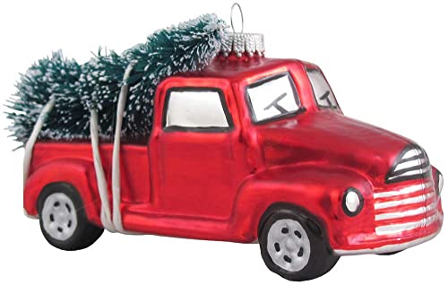 Christmas By Krebs Vintage Look Pickup Truck abtransportieren Baum Weihnachten Holiday Ornament Glas von Krebs Glas Lauscha