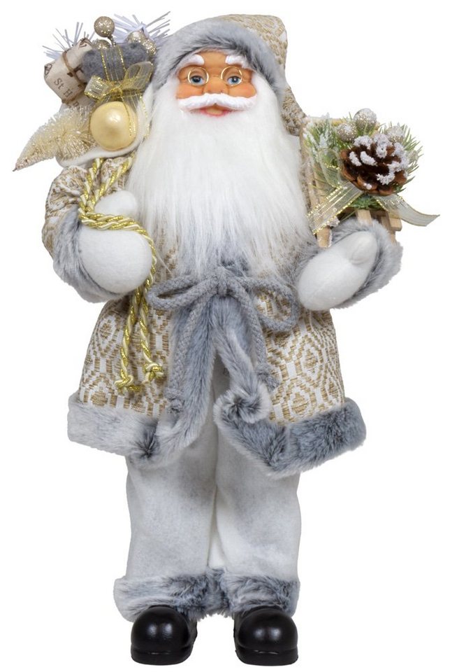 Christmas Paradise Weihnachtsmann Bjarne Dekofigur versch. Größen 45/60cm, weiß-gold-grau Weihnachtsdeko von Christmas Paradise