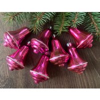 7 Glöckchen Antik Glas Weihnachtsschmuck, Christbaumschmuck, 1960Er Jahre Weihnachten, Vintage Weihnachten, Christbaumschmuck von ChristmasboxStore