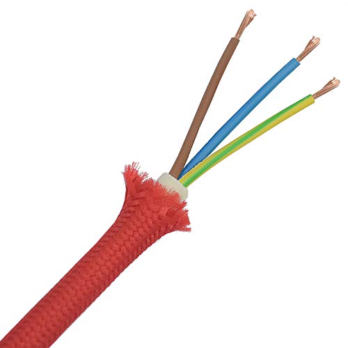 1,2m Stoffkabel Rot 3x0,75qmm 3G Textilkabel Lampenkabel Leuchtenkabel Kabel Stromkabel umsponnen von Christoph Palme Leuchten