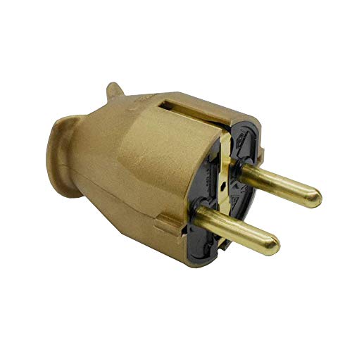 10 Stück Schutzkontaktstecker Gold 16A IP20 250V 3x1,5mm² Schutz Kontakt Stecker Schukostecker 1757.0700.5 von Christoph Palme Leuchten