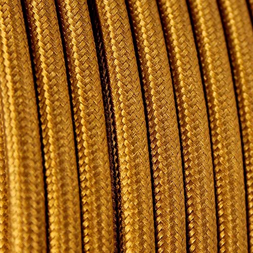10m Textilkabel Unifarben 3x0,75qmm 3G Kabel Stoffkabel Stromkabel umsponnen zusätzlich 6x Aderendhülsen (Gold Antik) von Christoph Palme Leuchten