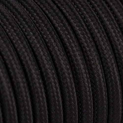 10m Textilkabel Unifarben 3x0,75qmm 3G Kabel Stoffkabel Stromkabel umsponnen zusätzlich 6x Aderendhülsen (Schwarz) von Christoph Palme Leuchten