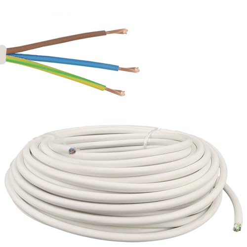 10m Zuleitung Weiss H03VV-F 3 x 0,75qmm PVC isolierte Schlauch-Leitung 3G Leuchtenkabel Lampenkabel Kabel Stromkabel von Christoph Palme Leuchten