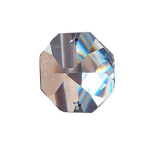 30x Kristall Koppen 14mm 2-Loch Octagon Achteck Regenbogenkristall Feng Shui 30% Pbo Bleikristall Kristallbehang für Kronleuchter und zum basteln von Christoph Palme Leuchten