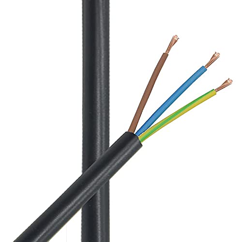 3m Kabel Schwarz 3x1,5 mm² flexibel H05VV-F PVC isolierte Schlauch-Leitung 3G Leuchtenkabel Lampenkabel Zuleitung Stromkabel von Christoph Palme Leuchten