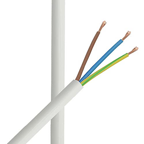 3m Kabel Weiß 3x1,5 mm² flexibel H05VV-F PVC isolierte Schlauch-Leitung 3G Leuchtenkabel Lampenkabel Zuleitung Stromkabel von Christoph Palme Leuchten