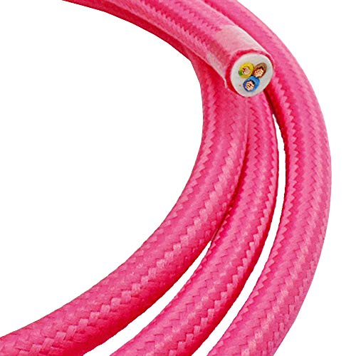 3m Textilkabel Dunkel Pink Unifarben 3x0,75qmm 3G Kabel Lampenkabel Stoffkabel Stromkabel umsponnen max. 300V von Christoph Palme Leuchten