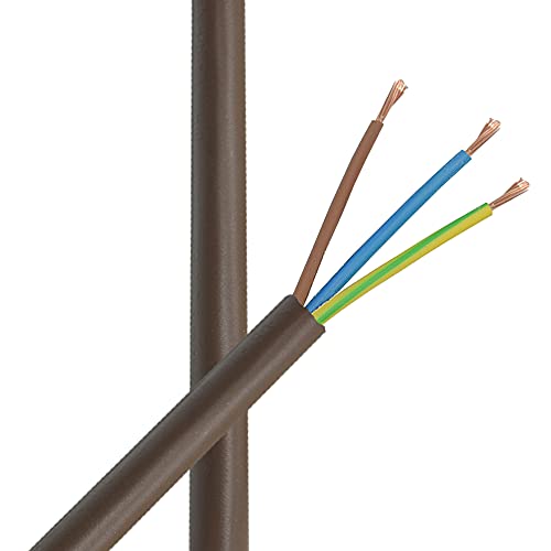3m Zuleitung H03VV-F 3 x 0,75qmm Braun PVC isolierte Leitung 3G Leuchtenkabel Lampenkabel Kabel Anschlusskabel von Christoph Palme Leuchten