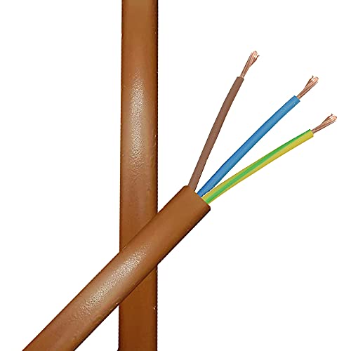 5m Kabel Rehbraun H03VV-F 3 x 0,75qmm PVC isolierte Schlauch-Leitung 3G Leuchtenkabel Zuleitung Stromkabel braun von Christoph Palme Leuchten