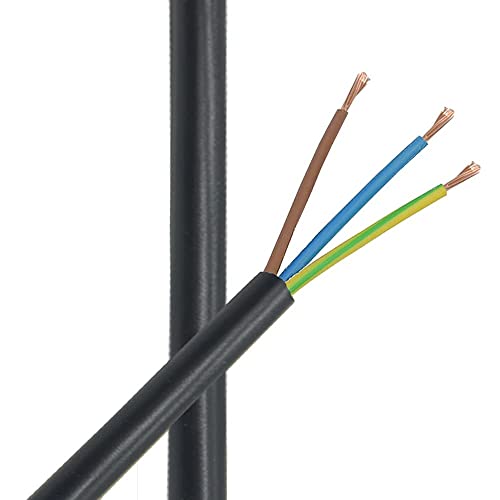 5m Kabel Schwarz 3x1,5 mm² flexibel H05VV-F PVC isolierte Schlauch-Leitung 3G Leuchtenkabel Lampenkabel Zuleitung Stromkabel von Christoph Palme Leuchten