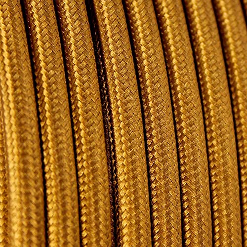 5m Textilkabel Unifarben 3x0,75qmm 3G Kabel Stoffkabel Stromkabel Anschlussleitung umsponnen (Gold Antik) von Christoph Palme Leuchten