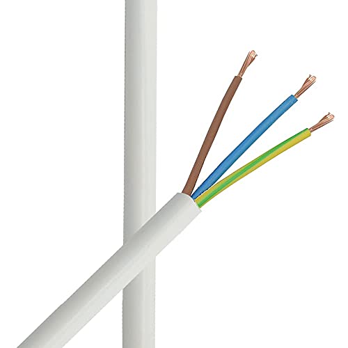 5m Zuleitung Weiss H03VV-F 3 x 0,75qmm PVC isolierte Schlauch-Leitung 3G Leuchtenkabel Lampenkabel Kabel Stromkabel von Christoph Palme Leuchten