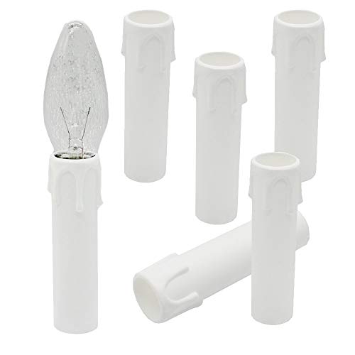 6 Stück E14 Kerzenhülse mit Tropfen 100mm Weiß 24mm Innen Kunststoff für Kerzenfassung Kronleuchter Lüster von Christoph Palme Leuchten
