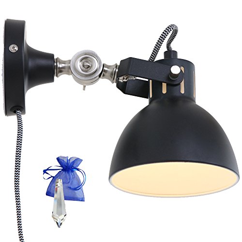 Christoph Palme Leuchten Wandleuchte Industrial Schwarz Matt E14 Vintage Industrielampe Leselampe für LED und Glühlampe 230V im Werkstatt-Leuchte Fabriklampen Retro Look + Giveaway von Christoph Palme Leuchten