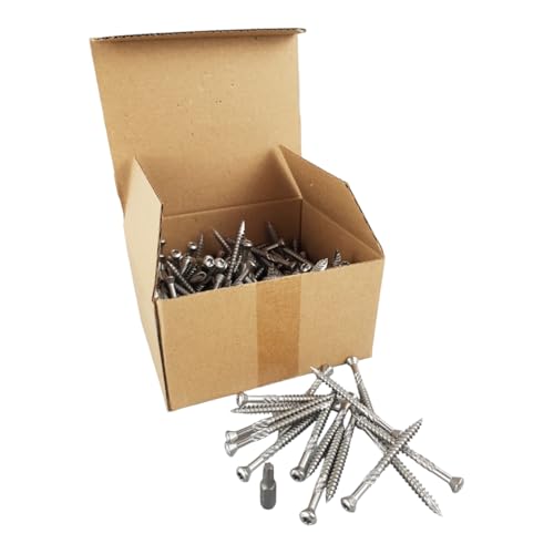 200x Terrassenschrauben M5x60 Edelstahl A2 / V2A mit Fräsrippen, Schneidspitze und mit einem Torx Bit TX25 von Christoph Palme