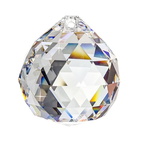 CHRISTOPH PALME Exquisite Hochblei-Kristallkugel 40mm im Geschenkbeutelchen - Bringen Sie strahlenden Glanz und Eleganz in Ihr Zuhause! Sonnenfänger Regenbogenkristall Lüsterbehang von Christoph Palme
