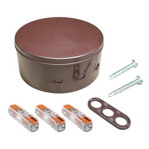 Profi-Set Verteilerdose Braun inkl. 3x Durchgangsklemme 221-2411 u. Befestigungszubehör ø 70x32mm Aufputzdose Anschlussdose Baldachin Deckendose von Christoph Palme