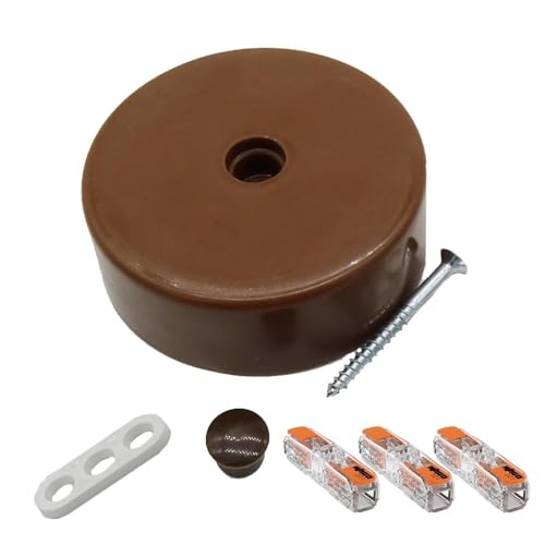 Profi-Set Verteilerdose Braun inkl. 3x Durchgangsklemme 221-2411 u. Befestigungszubehör ø 72x23mm Aufputzdose Anschlussdose Baldachin von Christoph Palme