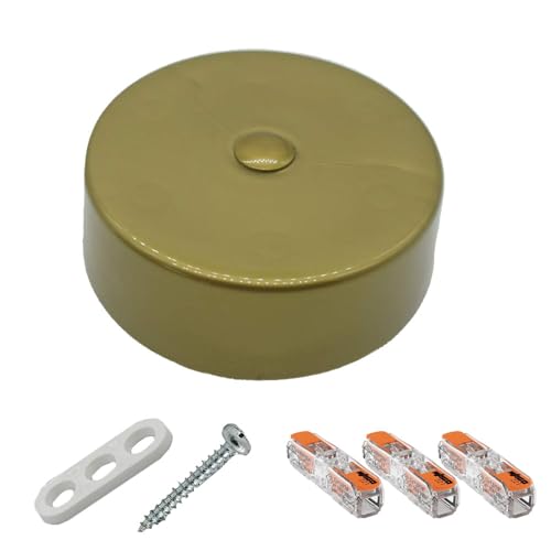 Profi-Set Verteilerdose Gold inkl. 3x Durchgangsklemme 221-2411 u. Befestigungszubehör ø 72x23mm Aufputzdose Anschlussdose Baldachin von Christoph Palme