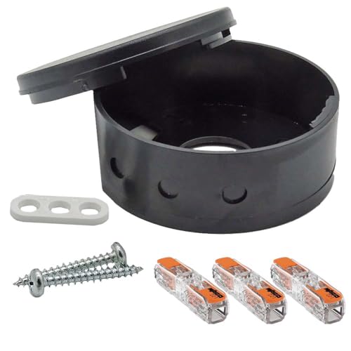 Profi-Set Verteilerdose Schwarz inkl. 3x Durchgangsklemme 221-2411 u. Befestigungszubehör ø 70x32mm Aufputzdose Anschlussdose Baldachin Deckendose von Christoph Palme