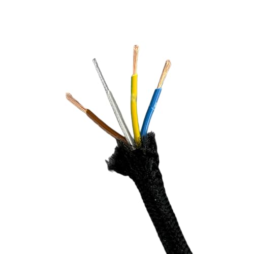 Textilkabel mit Stahlseil 3G 3x0,75mm² Schwarz 1m H03VV-F PVC Schlauchleitung Elektrokabel Strom-Kabel von Christoph Palme