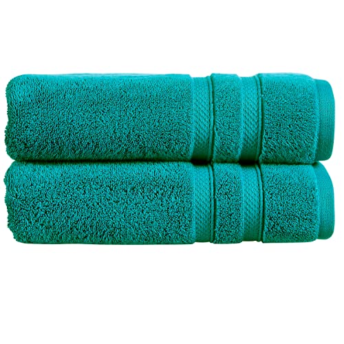 Christy Chroma Badetücher | 2er-Set | Sehr saugfähig, schwer, 675 g/m² | kräftig und hell | Weiche, samtige, glatte Duschtücher | 100 % Baumwolle | nachhaltig hergestellt | Lebendiges Blaugrün von Christy