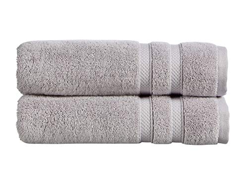 Christy Chroma Grey Badetücher | 2er-Set | Sehr saugfähig, schwer, 675 g/m² | mutig und hell | Weiche, samtige, Glatte Badezimmer-Duschtücher | 100% Baumwolle | nachhaltig hergestellt | Taubengrau von Christy