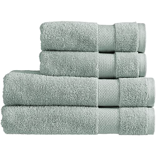 Christy Refresh Blue Handtuch-Set, 4er-Set, 2 Badetücher, 2 Handtücher, schnell trocknend, sanfte Pastelltöne, weich saugfähige Badetücher, 100% Baumwolle, 550 g/m², Enteneiblau von Christy