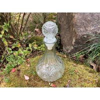 Vintage Anker Hocking Klar Gepresste Glas Dekanter & Stopfen | Oder Vase Mit Sunburst Medaillon Fächer Muster von ChristyLouVintage