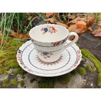 Vintage Copeland Spode England "Mandalay" Demitasse/Espresso Teetasse & Untertasse Mit Handbemalten Blauen Und Orangen Blumen von ChristyLouVintage