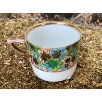 Vintage Handbemalte 3-Fußige Waise Teetasse Ew-1/776 Mit Rosa, Blau, & Grünen Blättern Und Blumen Goldbesatz | Keine Untertasse von ChristyLouVintage