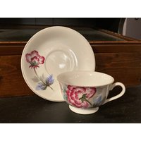 Vintage Handbemalte Teetasse & Untertasse Mit Rosa Blume | Made in Japan von ChristyLouVintage