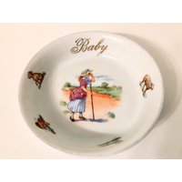 Vintage Porzellan Kinderzimmer Rhyme Baby Dish Andenken Mit Kleiner Bo Peep Und Ihr Schaf | Deutschland von ChristyLouVintage