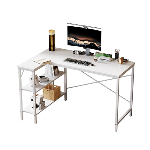 L-Shaped Schreibtisch Ecke PC Tisch mit Regal, Höhenverstellbarer Computertisch Homeoffice Schreibtisch mit großer Ablagefläche, Bürotisch für Büro, Studie, Gaming Zimmer (120x80cm L-Shaped Schreibtisch Ecke PC Tisch mit Regal, Höhenverstellbarer Computertisch Homeoffice Schreibtisch mit großer Ablagefläche, Bürotisch für Büro, Studie, Gaming Zimmer (120x80cm von ChromaCasa