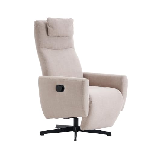 Chronetix Bequemer Relaxsessel Mit Liegefunktion Chenille Fernsehsessel Drehbar Mit Fußstütze Ergonomischer Loungesessel Für Wohnzimmer Büro Schlafzimmer (Grau) von Chronetix