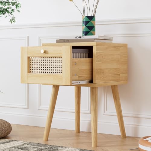 Chronetix Kleiderschrank mit Stange 2-türig mit Rattannetz Flip-Top Fach Natur Holzoptik Schlafzimmer Wohnzimmer Stauraum aus Spanplatte und PE-Rattan (Natural + Wood) von Chronetix