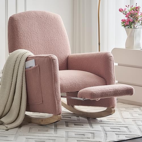 Chronetix Schaukelstuhl Mit Hocker Rosa Teddy-Stoff Hohe Rückenlehne Relaxsessel Mit Ottomane Innenbereich Wohnzimmer Gepolstert Holzgestell Chronetix Schaukelstuhl Mit Hocker Rosa Teddy-Stoff Hohe Rückenlehne Relaxsessel Mit Ottomane Innenbereich Wohnzimmer Gepolstert Holzgestell von Chronetix