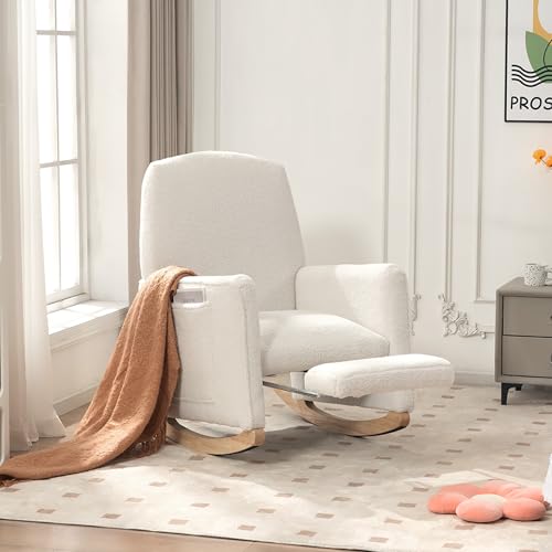 Chronetix Schaukelstuhl Mit Hocker Rosa Teddy-Stoff Hohe Rückenlehne Relaxsessel Mit Ottomane Innenbereich Wohnzimmer Gepolstert Holzgestell Chronetix Schaukelstuhl Mit Hocker Rosa Teddy-Stoff Hohe Rückenlehne Relaxsessel Mit Ottomane Innenbereich Wohnzimmer Gepolstert Holzgestell von Chronetix