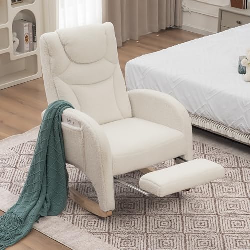 Chronetix Schaukelstuhl Mit Hocker Rosa Teddy-Stoff Hohe Rückenlehne Relaxsessel Mit Ottomane Innenbereich Wohnzimmer Gepolstert Holzgestell Chronetix Schaukelstuhl Mit Hocker Rosa Teddy-Stoff Hohe Rückenlehne Relaxsessel Mit Ottomane Innenbereich Wohnzimmer Gepolstert Holzgestell von Chronetix