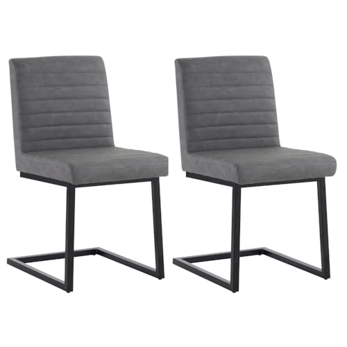 Esszimmerstuhl 2er bis 6er Set Z-förmige Metallbeine Ergonomisch Gepolstert Kunstleder Modern Lounge-Stuhl für Schlafzimmer Arbeitszimmer Schreibtisch (2,Modern) von Chronetix
