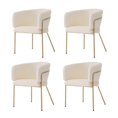 Esszimmerstuhl 2er bis 6er Set Z-förmige Metallbeine Ergonomisch Gepolstert Kunstleder Modern Lounge-Stuhl für Schlafzimmer Arbeitszimmer Schreibtisch (4,Französisches Land) von Chronetix