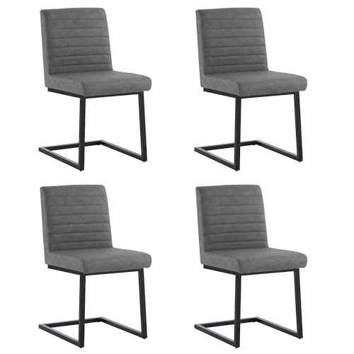 Esszimmerstuhl 2er bis 6er Set Z-förmige Metallbeine Ergonomisch Gepolstert Kunstleder Modern Lounge-Stuhl für Schlafzimmer Arbeitszimmer Schreibtisch (4,Modern) von Chronetix