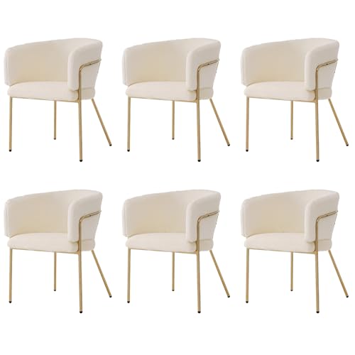 Esszimmerstuhl 2er bis 6er Set Z-förmige Metallbeine Ergonomisch Gepolstert Kunstleder Modern Lounge-Stuhl für Schlafzimmer Arbeitszimmer Schreibtisch (6,Französisches Land) von Chronetix