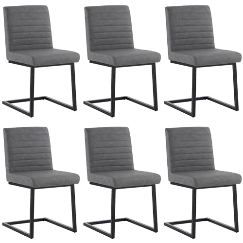 Esszimmerstuhl 2er bis 6er Set Z-förmige Metallbeine Ergonomisch Gepolstert Kunstleder Modern Lounge-Stuhl für Schlafzimmer Arbeitszimmer Schreibtisch (6,Modern) von Chronetix